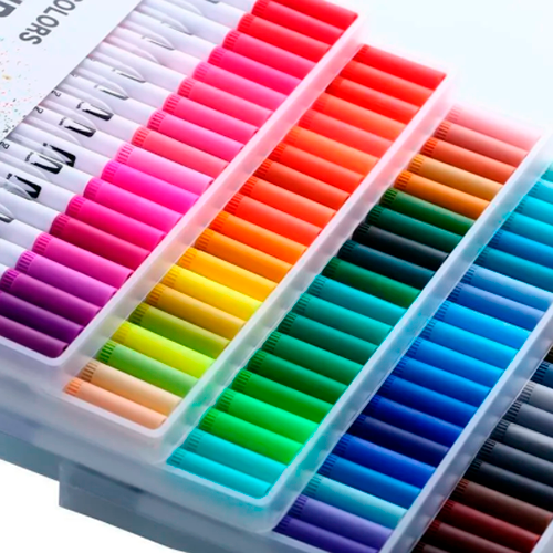 Set De 100 Lápices Brush Pen + Libreta Puntitos Lettering