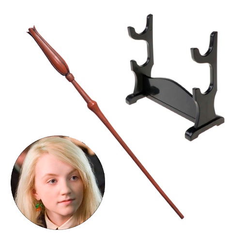 Varita Luna Lovegood De Harry Potter + Soporte + Bolsita