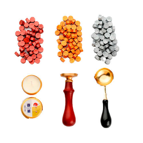 Set De Sello De Cera Modelo Thak You 6 Piezas + Bolsa Regalo