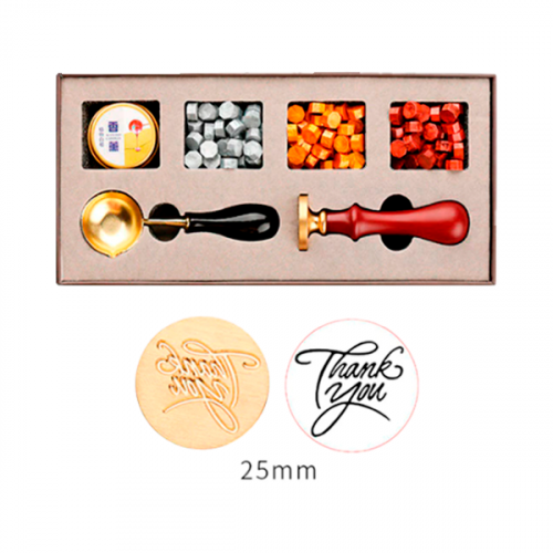 Set De Sello De Cera Modelo Thak You 6 Piezas + Bolsa Regalo