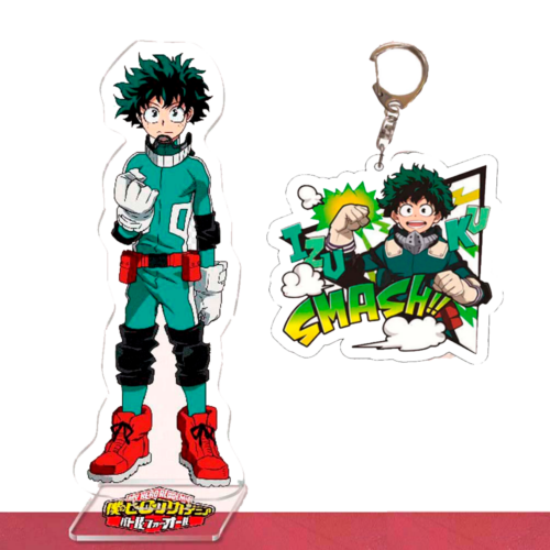 Figura Acrílica Anime Izuku Midoriya + Llavero Deku