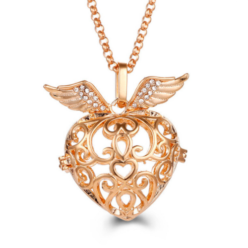 Colgante llamador de ángeles Corazón Alado + Cascabel + Caja Regalo